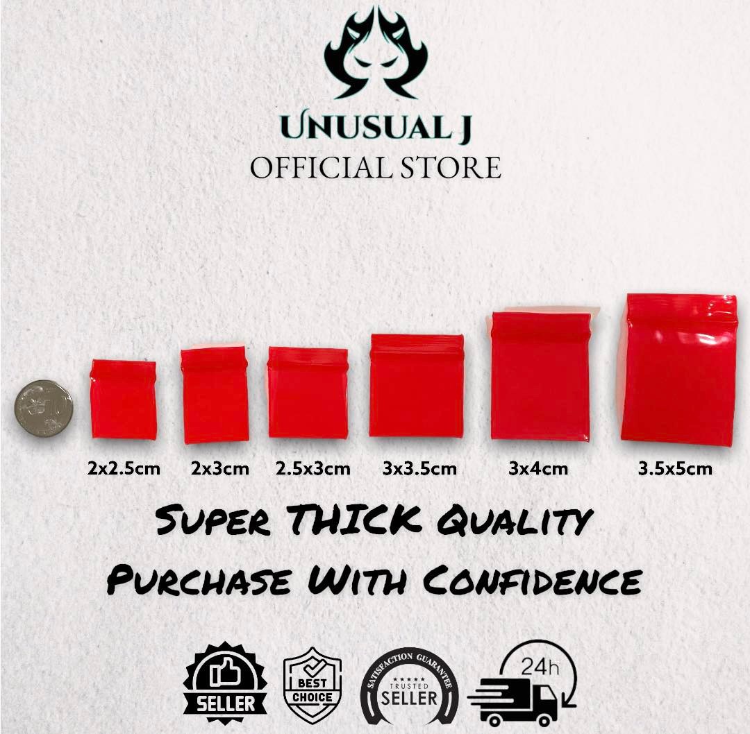 SUPER THICK RED Ziplock Bag (100Pcs Per Pack) Unusual J Bong