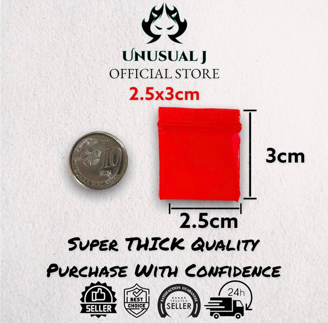 SUPER THICK RED Ziplock Bag (100Pcs Per Pack) Unusual J Bong