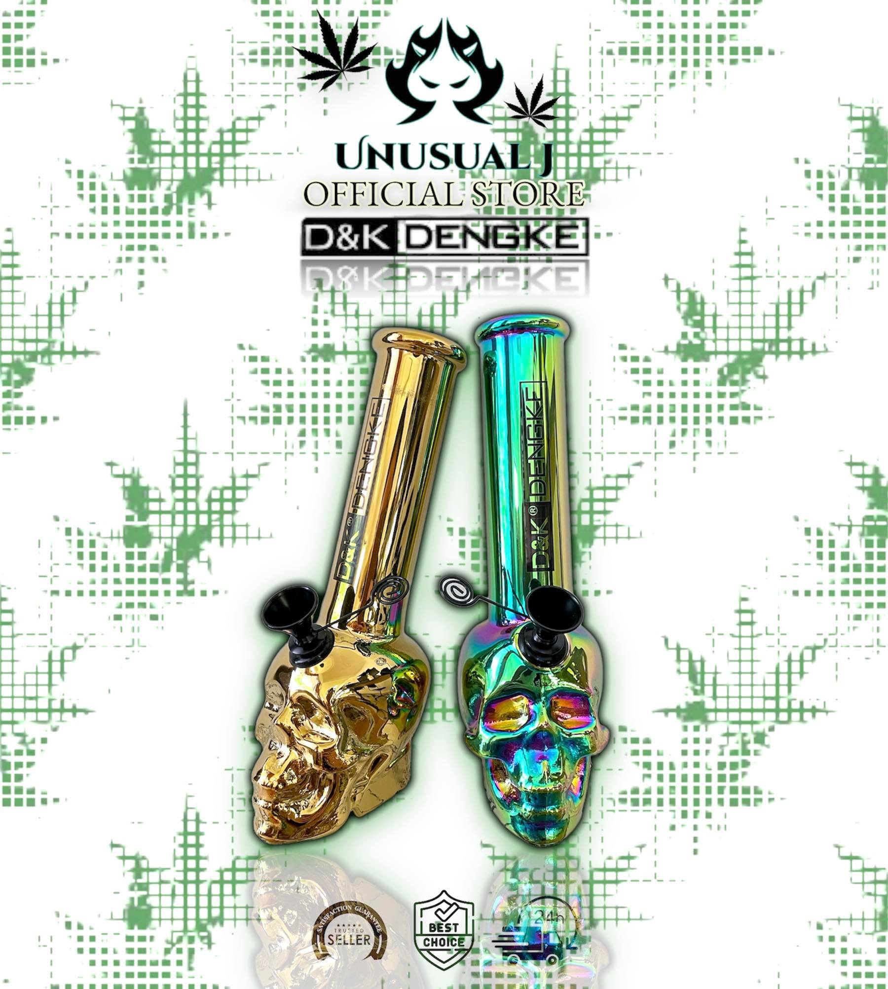 D&K DENGKE New HIGH QUALITY Chrome Skull Exclusive Glass Bong for Weed