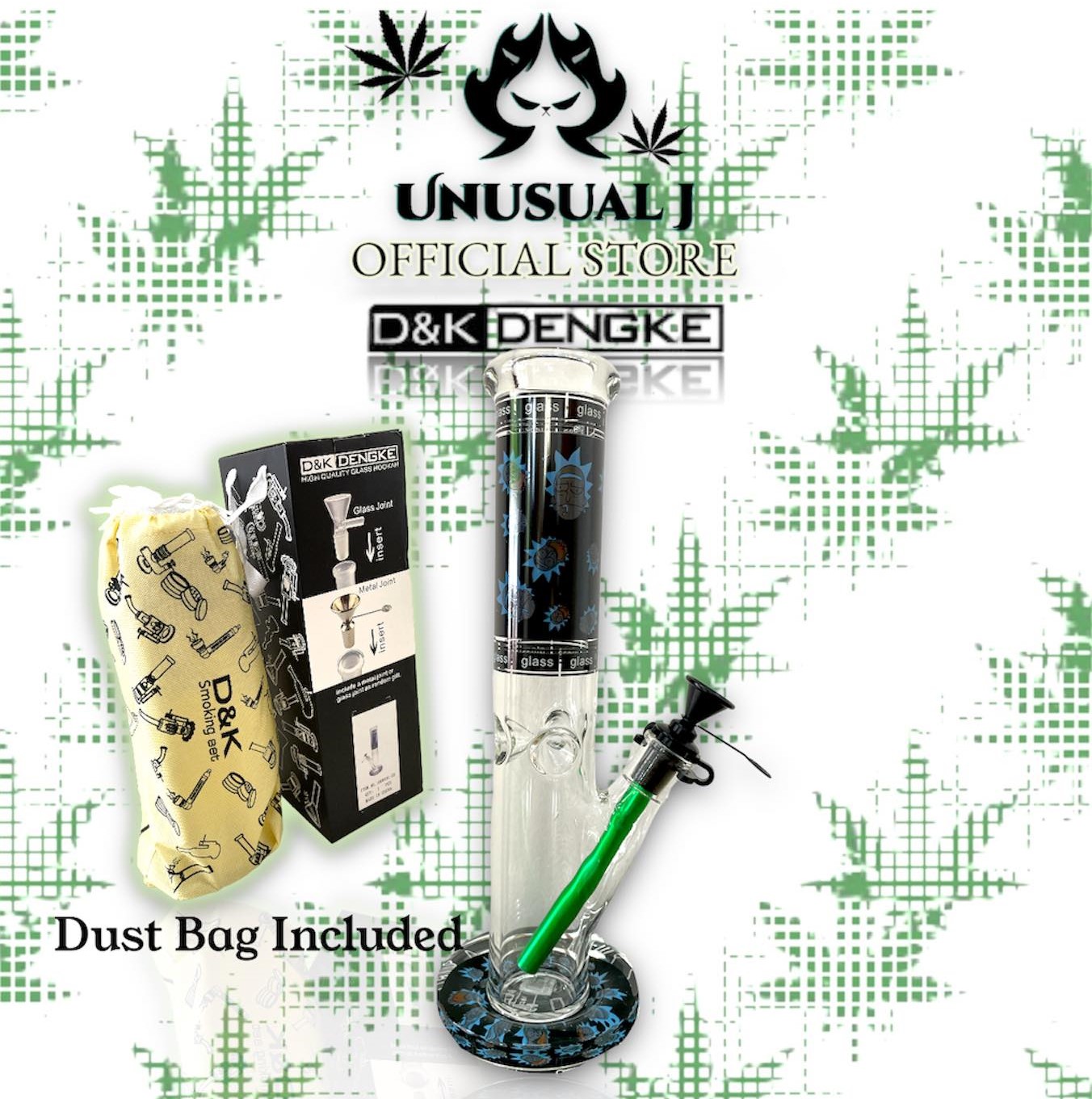 D&K DENGKE New HIGH QUALITY Transparent Tall Glass Bong for Weed Tabaco