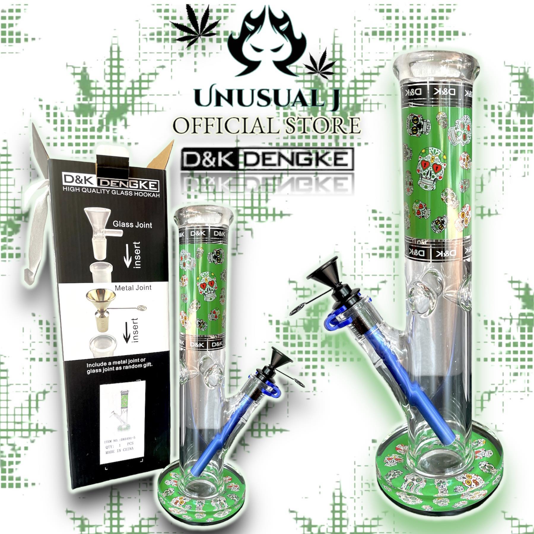 D&K DENGKE New HIGH QUALITY Skull Exclusive Glass Bong for Weed Tabaco