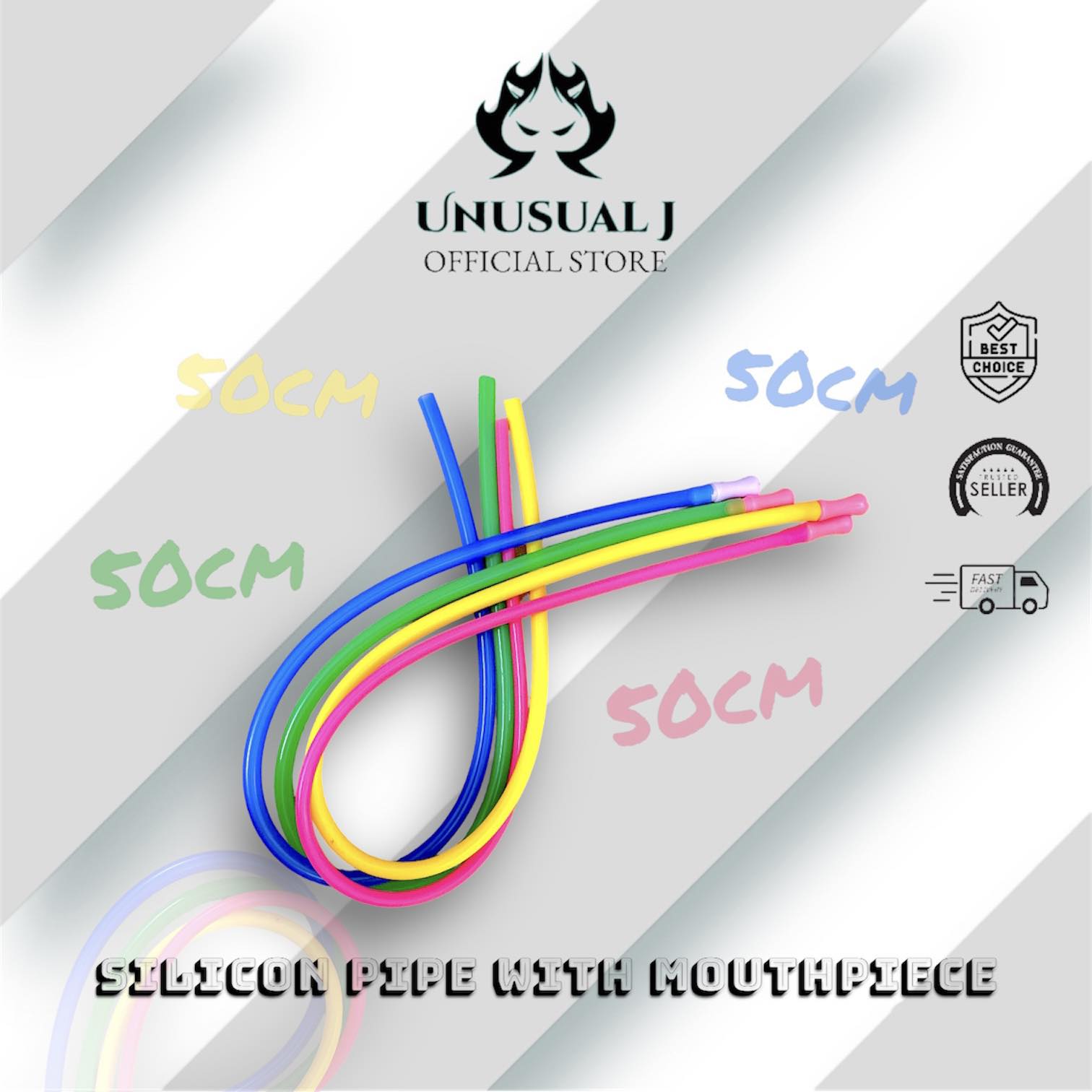 50CM LONG Color Silicon Tube + MouthPcs Random
