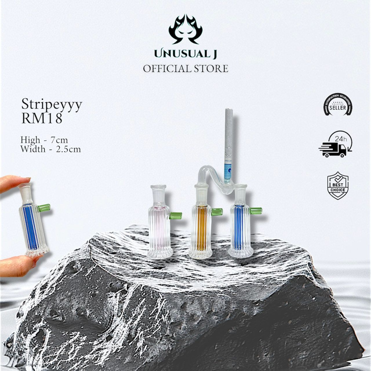 Stripeyyyy (7×2.5CM) Bottle Glass Set – Unusual J Bong