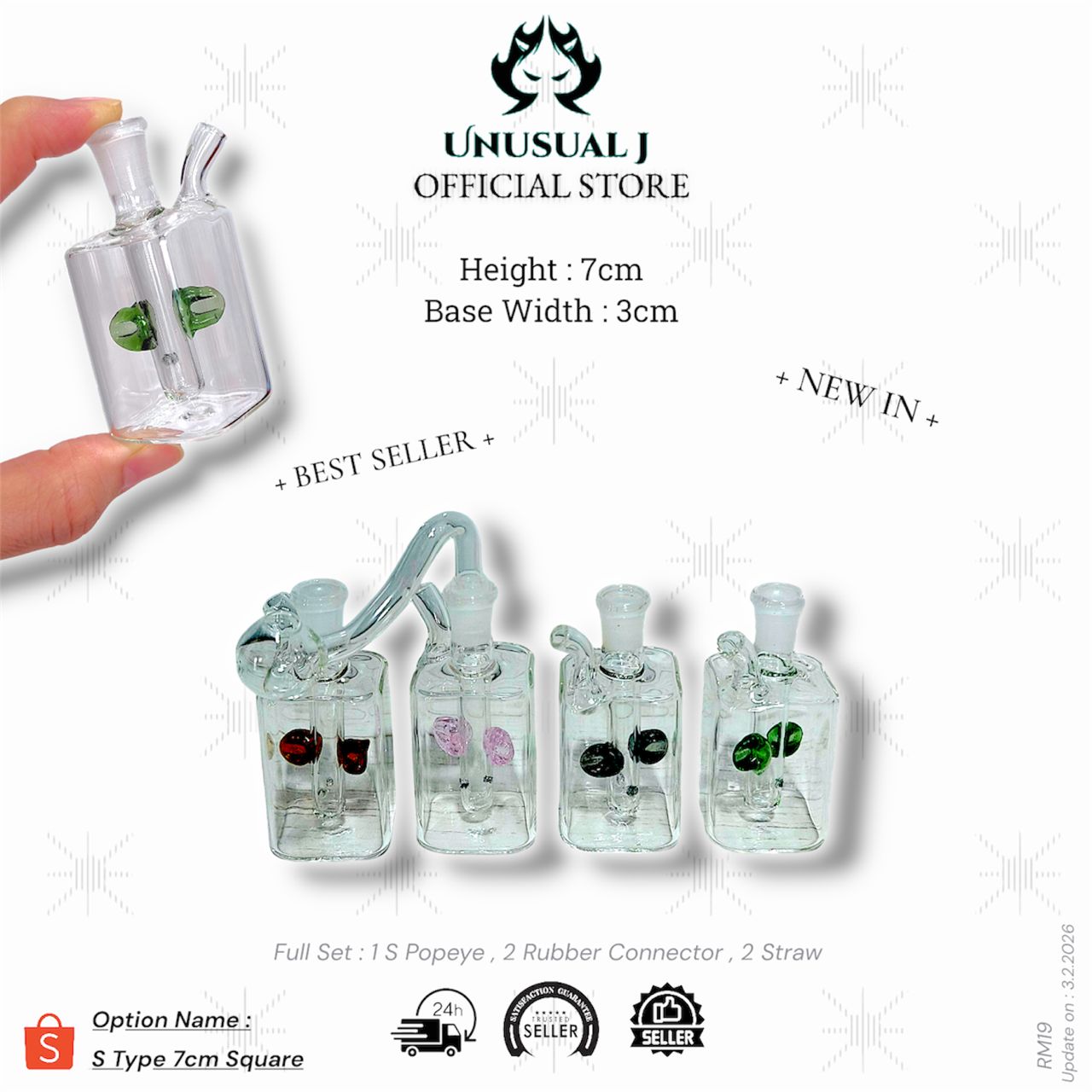 New 7cm x 3cm Flower Set Square Bottle Set (2.2.2026)