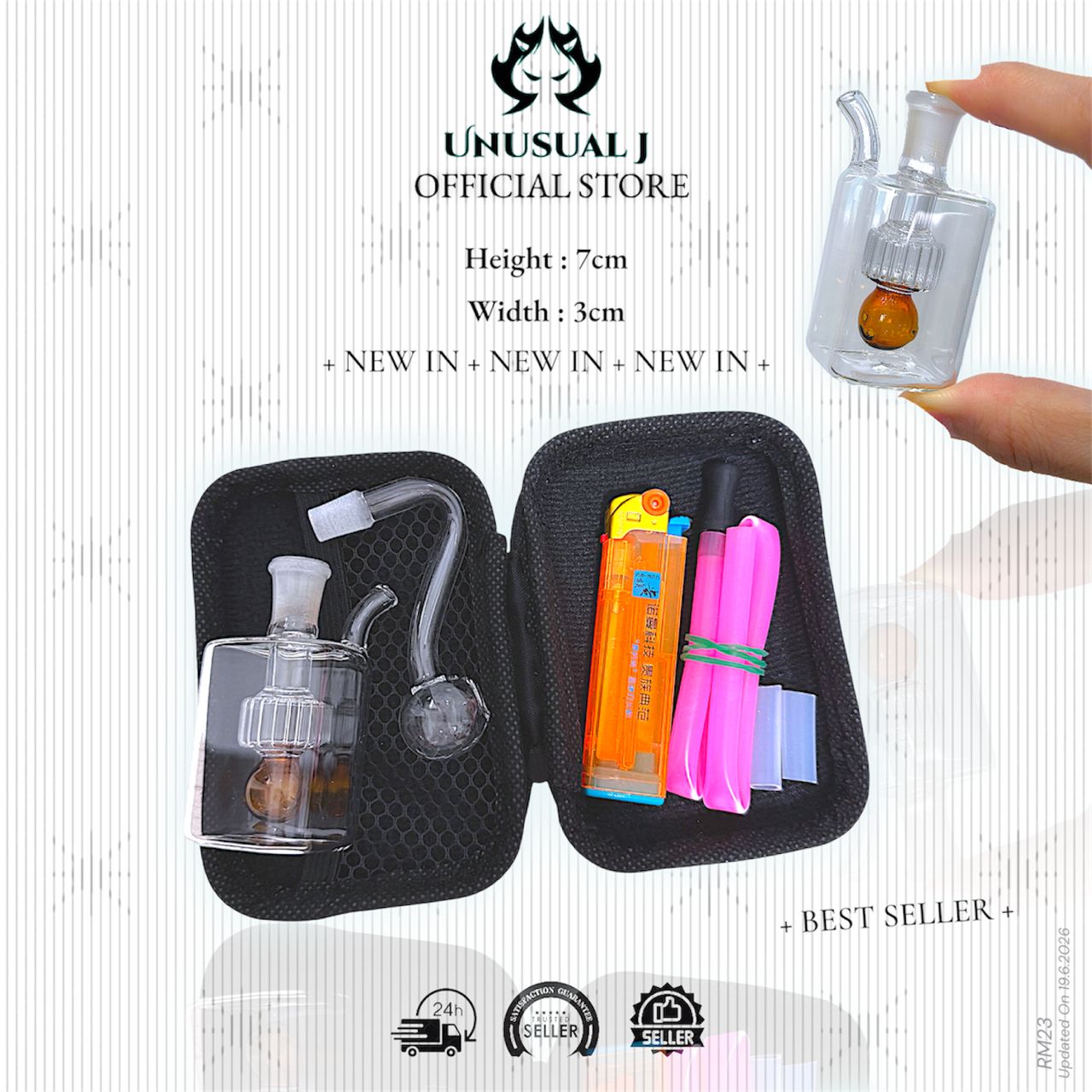 New Arrival 7cm x 3cm Inner Wheel Square Glass Bottle Set Pouch Bag