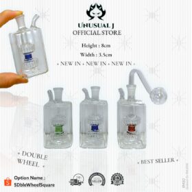 New Arrival 8cm x 3.5cm Double Wheel Square Glass Bottle Set