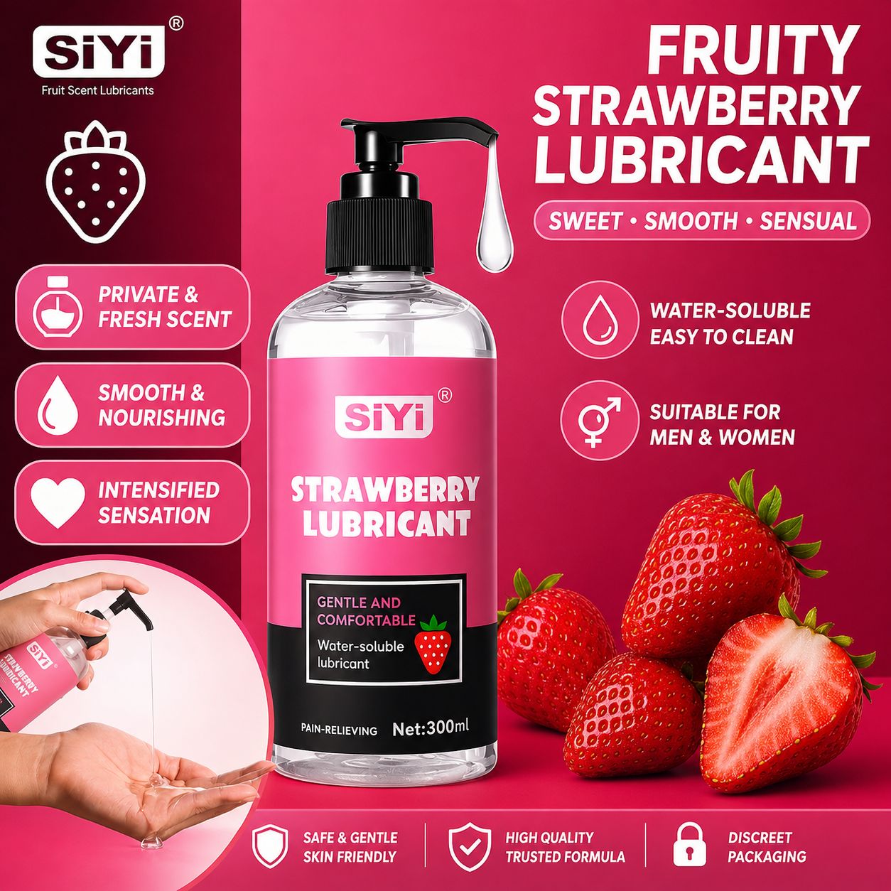 Pink Color choice SIYI Premium LubricantSmooth • Water-Based • Easy to Clean sizes 300ml