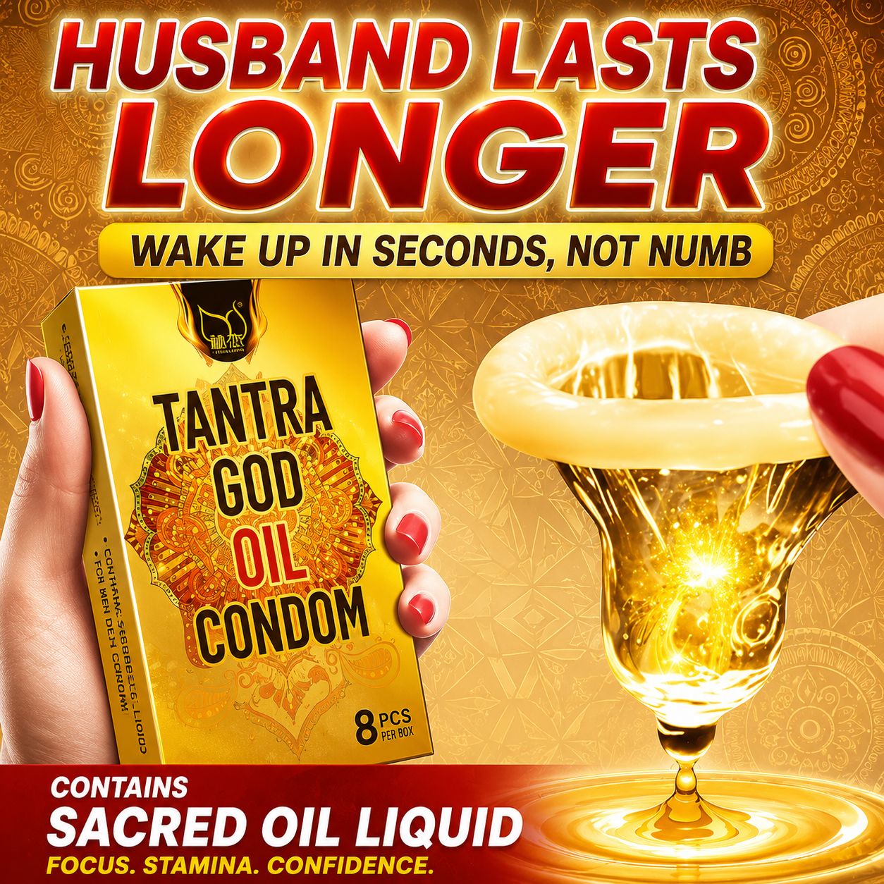 UJB 1 Box 8 PCS "Indian God Oil Delay Condoms for Men – Long-Lasting, Anti-Premature EjaculationPleasure-Enhancing Intimate Couples