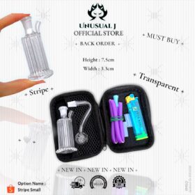 Pouch Bag 7.5cmx3.3cm New Stripe Transparent Small Cylinder Glass Bottle Set