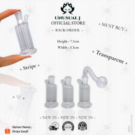 BVS 07 SET ShopeeOption) 7.5cmx3.3cm New Stripe Transparent Small Cylinder Glass Bottle Set